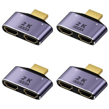 4X Adaptador Divisor de Salida 1 en 2 Compatible con 2K una 60 Hz Interruptor Selector Bidireccional de Pantalla HD 2 en 1 con Luz LED