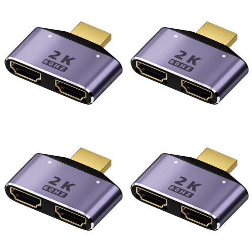 4X -Compatible 1 in 2 Out Splitter Adapter 2K @ 60Hz 2 in 1 HD Display Bidirectional Selector  with LED Light