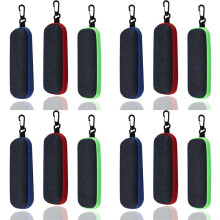 12X Glasses Case Hard Case, Sunglasses Case, Glasses Box with Zip for Men and Women, Glasses Case with Carabiner Hook