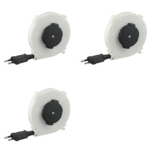 3X Auto Retractable Power Reel Cable 102x18.5mm 220v Camping Wire Power Reel Cables Sleeve for Global EU Plug