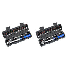 2 Set 1/4in 2-24Nm Torque Spanner Adjustable Torque Wrench Bicycle Repair Tool Kit Set Tool