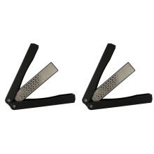 2X Dubbelzijdige Diamantslijper, Handheld Fijne Grove Diafold-Messen Slijpsteen 400/600 Grit Zwart