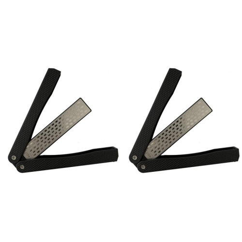 2X Double Sided Diamond Sharpener, Handheld Fine Coarse Diafold Blades Sharpening Stone 400/600 Grit Black