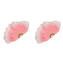 Half Circle Double Fan Veils Silk Women Folk Dance 2 Pair 2 Layers Light Silk Dance Hand Dye(2L+2R)