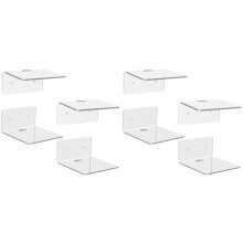 8Pc Acrylic Floating Shelves Wall Shelves Small Clear Shelf Display Ledges Hanging Shelves for Speaker Action