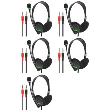 5X 3.5mm Wired Headphones with Microphone Noise Cancelling Headset USB Earphone for Laptop PC Computer