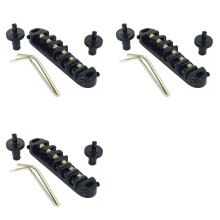 3X Roller Saddle Tune-O-Matic Guitar Bridge for Electric Guitar Replacement (Black)