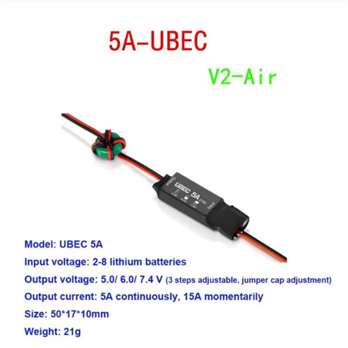 2X UBEC 5A V2 Air High Voltage Regulator Module 2-8S 5V 6V 7.4V 5A Adjustable BEC for Crawler