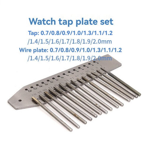 3X Watch Tap & Die Set,14 Taps Screwplate 0.7mm 2mm ,Micro-Screw Thread Cutting Tools 2