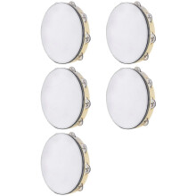 5X Tambourine for Adults 10 Inch Hand Held Drum Bell Birch Metal Jingles Percussion Gift Musical Educational Instrument