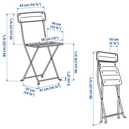 IKEA SUNDSÖ Table & 2 Folding Chairs 65x65 cm 2