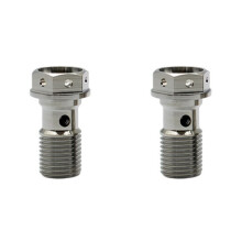 2X Titanium Banjo Bolt M10 Pitch 1.0mm Single Hole Hex Key Screw for Motorbike Brake Dual