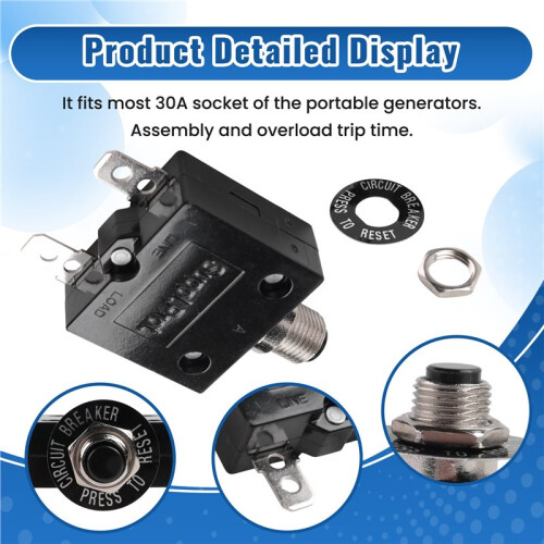 30A 125/250VAC 50VDC Circuit Thermal Breaker Thermal Protector For Generator