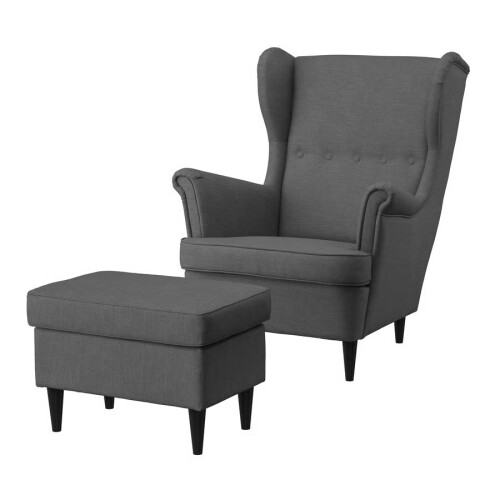 IKEA STRANDMON Wing Chair & Footstool Set