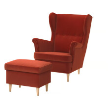 IKEA STRANDMON Wing Chair & Footstool Set