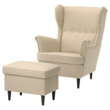 IKEA STRANDMON Wing Chair & Footstool Set