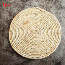 (Cornshell,35CM)Hanrafted Woven Insulator Bamboo Table Coaster Set With Insulation For Use Home