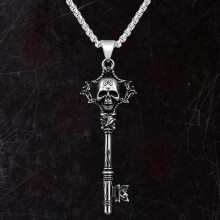 Gothic Antique Silver Skull Pendant Necklace With Alloy Charm Womens Jewelry For