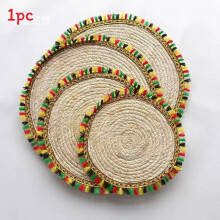 (Multicolor Tassel,38CM)Hanrafted Gewebt Isolator Bambus Tisch Untersetzer Set mit Isolierung für den Heimgebrauch
