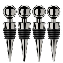 4Pack Wine Stoppers for Wine Bottles Vacuum Wine Bottle Stopper with Silicone Reusable Wine Corks Leak Proof Black