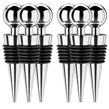 6Pack Wine Stoppers for Wine Bottles Vacuum Wine Bottle Stopper with Silicone Reusable Wine Corks Leak Proof Silver