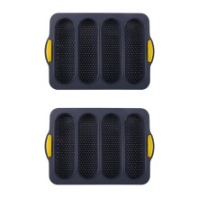 2pcs 4-Slot Silicone Baking Tray French Baking Tray Cake Burger French Toasts Baking Tray Baking Mold