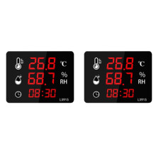 2X Digitale Temperatuur- en Vochtigheidsthermometer met Tijdweergave, Dubbel Gebruik, LED-Scherm en Hoge Precisie LX915