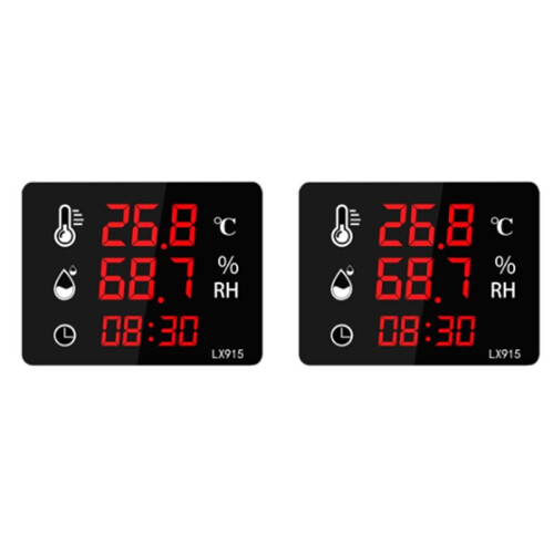 2X Digital Temperature and Humidity Thermometer  Display Dual Use LED Screen High Precision LX915