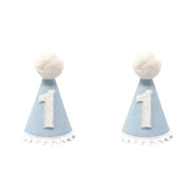 2X A Light Hat with White Pom-Poms, Perfect for A Baby'S First Birthday Party.