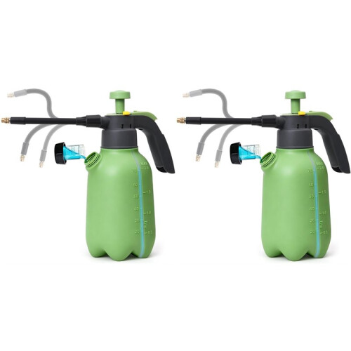 2X 1/2 Gallon Pump Sprayer with Flexible Adjustable Nozzle, Hand Pump Pressure Sprayers with Built-in Measuring Cup