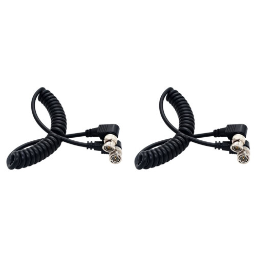 2X Video Cable Coaxial Cable Camera PU Spring Wire Right Angle BNC to Right Angle BNC