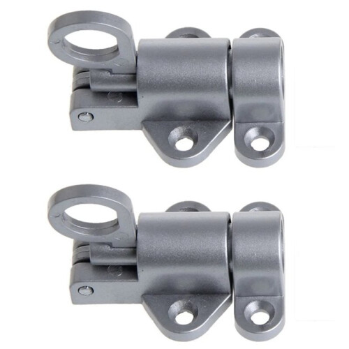 2 Set Self-Closing Aluminum Door Bolt - Silver Gray, Automatic Locking Mechanism, Easy Installation, Universal Fit
