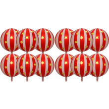 12 PCS Jumbo 22 Inch 4D Stripe Foil Balloons Star Balloon Foil Kids Birthday Party Decoration Red+White