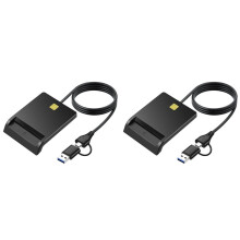 2X Multi-Function Portable USB 2.0 Intelligent Card Reader for DNIE ATM CAC IC ID Bank SIM Card,USB Port + Type-C Port