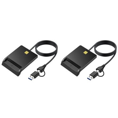 2X Multi-Function Portable USB 2.0 Intelligent Card Reader for DNIE ATM CAC IC ID Bank SIM Card,USB Port + Type-C Port