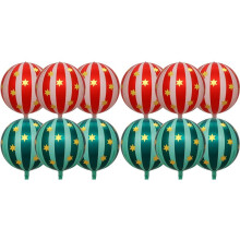 Pack of 12 Jumbo 22 Inch 4D Stripe Foil Balloons Star Balloon Foil Kids Birthday Party Decoration Red+Green