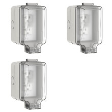 3X Outdoor Electrical Outlet Box,IP66 Waterproof & Lockable Enclosure,20A Rated with Double Socket for Gardens