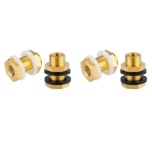 4-Pack Solid Brass Bulkhead Fittings, 1/4 NPT Taper Female 3/4 Inch Straight Male Thread Brass Water Tank Connector