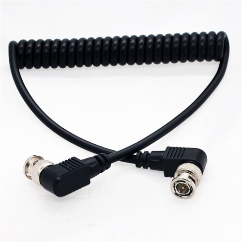2X Video Cable Coaxial Cable Camera PU Spring Wire Right Angle BNC to Right Angle BNC 2