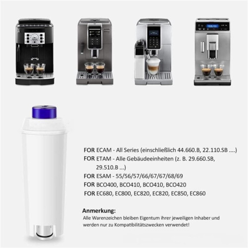 4X DLSC002 Soft Water Filter 50L for  DLSC002 Coffee Machine, Compatible with ECAM ESAM 2