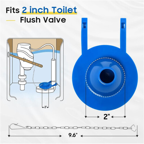 2SET Universal Toilet Flapper Replacement Kit 2 Inch Toilet Tank Flapper with 4 Stainless Chains Replacement 2
