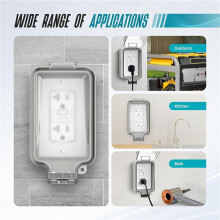 3X Outdoor Electrical Outlet Box,IP66 Waterproof & Lockable Enclosure,20A Rated with Double Socket for Gardens