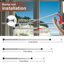 2X Sliding Door Security Bar, 17-50 Inch Adjustable with Rubber Tips, Sliding Door Lock Bars