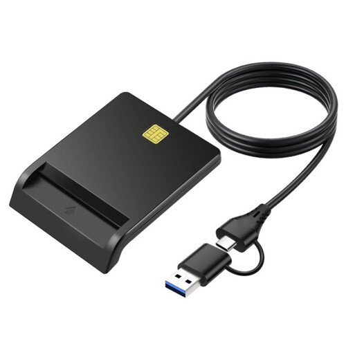 2X Multi-Function Portable USB 2.0 Intelligent Card Reader for DNIE ATM CAC IC ID Bank SIM Card,USB Port + Type-C Port 1