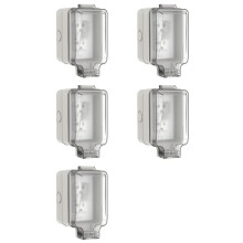 5X Outdoor Electrical Outlet Box,IP66 Waterproof & Lockable Enclosure,20A Rated with Double Socket for Gardens,Yards