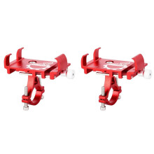 2X Support de Téléphone pour Vélo Support Fixe pour Vélo Scooter Support de Vélo de Montagne pour Vélo de Montagne Tout-Terrain Rouge