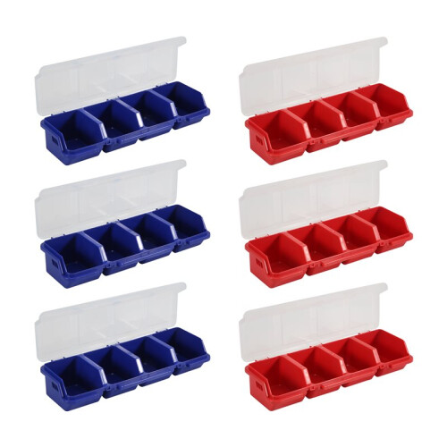 6Pack Screw Organizer Box with Lids 4 Compartments Tool Bin Divider Compartment Containers Sorting Screw Toolbox Case