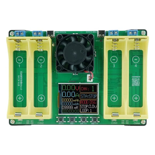 2X Testador de Capacidade de Bateria 21700 com Tela de 1,77 Polegadas, 4 Canais de Carga e Descarga, Testador de Bateria Integrado e Resistência 1