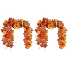 2X Artificial Maple Leaf Garland Autumn Decoration Leaves Autumn Garland Wedding Thanksgiving Dinner, A