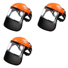 3X Garten-Drahtgeflecht-Gesichtsschutzmaske mit Rundumschutz, Gesichtsschutz für Gartentrimmer, Sicherheitshut, Orange